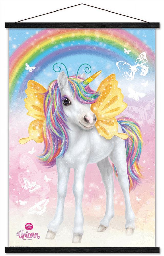 Animal Club - Unicorn Wall Poster with Wooden Magnetic Frame, 22.375" x 34"