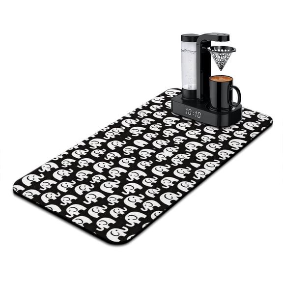 Animal Coffee Station Mat - Ultra Absorbent Mat - Wild Elephant and Nature Theme for Coffee Bar Protection