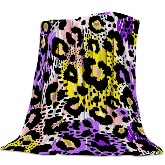 Animal Color Leopard Flannel Fleece Bed Blanket Bedspread Coverlet Bed Cover Soft Lightweight Warm Cozy Throw Blankets King Size