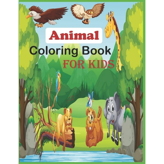 Animal Coloring Book For Kids: 40 cute unicorn, llama, sloth, cat and others animals to color (Paperback)