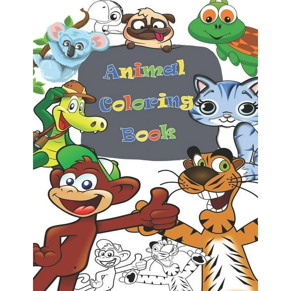 Animal Coloring Book: Fun with Numbers, Letters, Shapes, Colors, and Animals! ( 8.5*11), (79 pages), (Paperback)