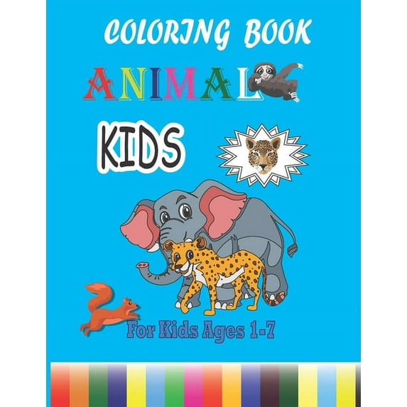 Animal Coloring Book Kids, For Kids Ages 1-7: Coloring Book Gift, 71 Pages, 8.5 x 11 inch, Soft Cover, Matte Finish, (Paperback)