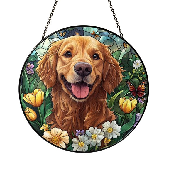 Animal Companion Portrait Glass Suncatcher, Heartfelt Window Decor for Dog and Cat Lovers