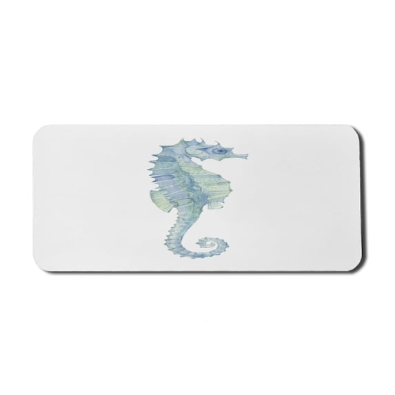 Animal Computer Mouse Pad, Profile Picture of a Seahorse in Paintbrush Watercolor Style Haze Effects, Rectangle Non-Slip Rubber Mousepad X-Large, 35" x 15" Gaming Size, Pale Blue Green, by Ambesonne