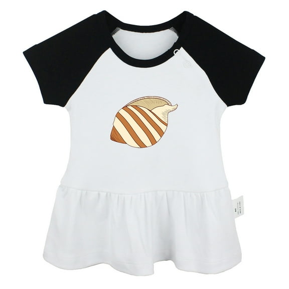 Animal Conch Pattern Dresses For Baby, Newborn Babies Skirts, Infant Princess Dress, 0-24M Kids Graphic Clothes (Black Raglan Dresses, 6-12 Months)