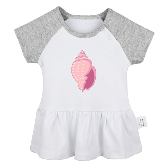 Animal Conch Pattern Dresses For Baby, Newborn Babies Skirts, Infant Princess Dress, 0-24M Kids Graphic Clothes (Gray Raglan Dresses, 12-18 Months)