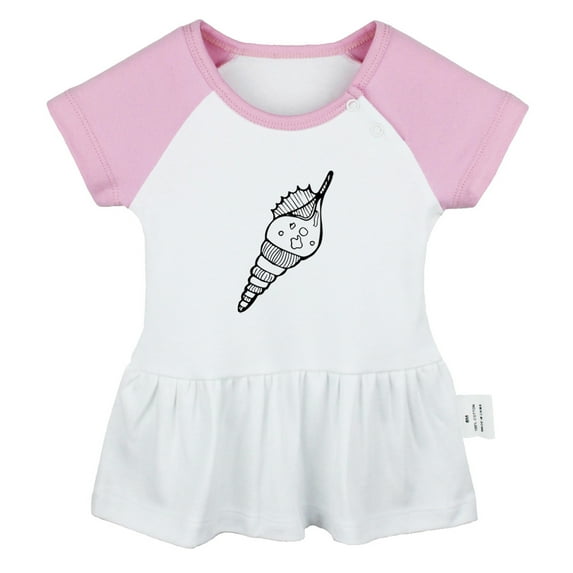 Animal Conch Pattern Dresses For Baby, Newborn Babies Skirts, Infant Princess Dress, 0-24M Kids Graphic Clothes (Pink Raglan Dresses, 18-24 Months)