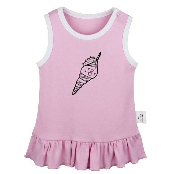Animal Conch Pattern Dresses For Baby, Newborn Babies Skirts, Infant Princess Dress, 0-24M Kids Graphic Clothes (Pink Sleeveless Dresses, 18-24 Months)