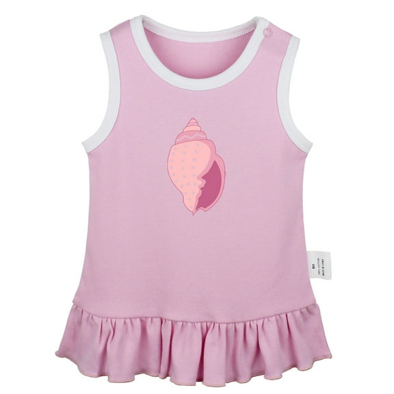 Animal Conch Pattern Dresses For Baby, Newborn Babies Skirts, Infant Princess Dress, 0-24M Kids Graphic Clothes (Pink Sleeveless Dresses, 18-24 Months)