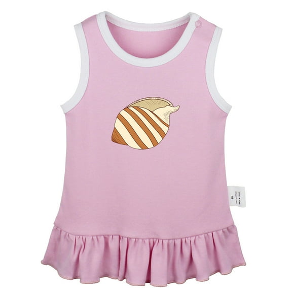 Animal Conch Pattern Dresses For Baby, Newborn Babies Skirts, Infant Princess Dress, 0-24M Kids Graphic Clothes (Pink Sleeveless Dresses, 6-12 Months)