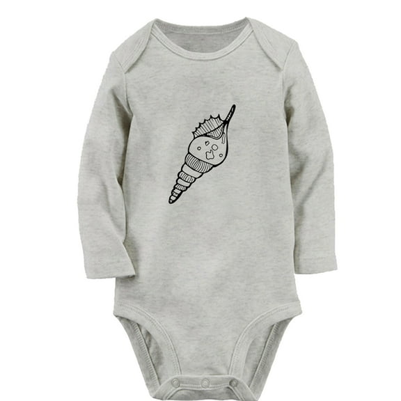 Animal Conch Pattern Rompers, Newborn Baby Unisex Bodysuits, Infant Jumpsuits, Toddler 0-12 Months Kids Long Sleeves Oufits (Gray, 0-6 Months)