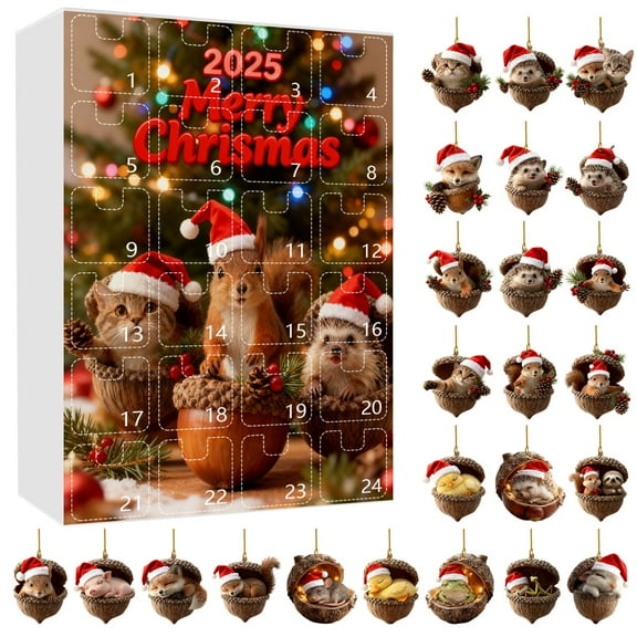 Animal Cozy 2025 Animal 24 Piece Creature Hanging Calendar (2D Flat) Analog Stopwatch Clock Kid Timer Visual Countdown Remote Timer Outdoor Light Timers Programmable Large Digital Timer Wall Weird