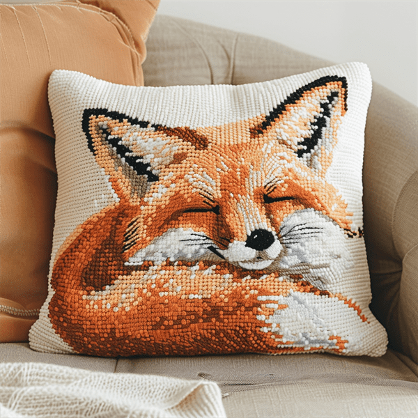 Animal Cross Stitch Kits Pre Stamped Pillowcase, Cross Stitch Kits For Beginners, 17.72" x 17.72" x 0.4"