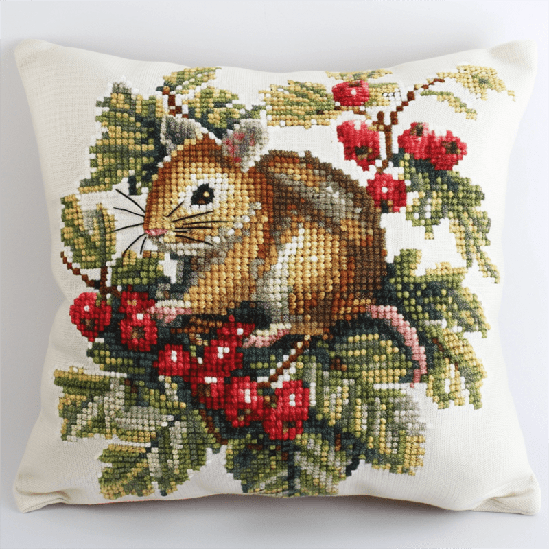 Animal Cross Stitch Pillow Case Kits for Adults , 45X45CM , Cross Stitch Kits for Beginner (11 Count)