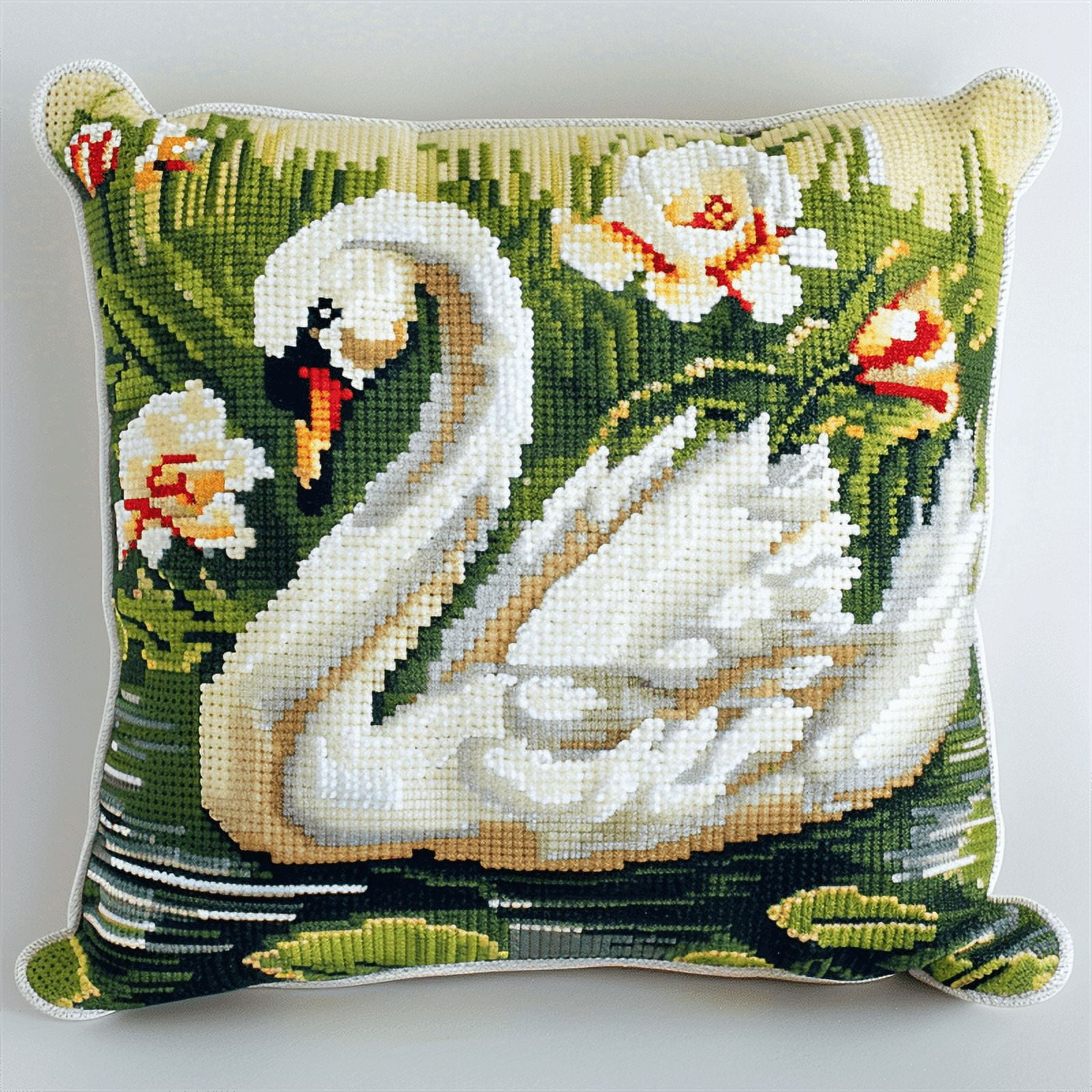 Animal Cross Stitch Pillow Cases Stamped Kits 11 Count Cross Stitch Kits for Beginners Adults 17.72" x 17.72" DIY Needlepoint Handmade Embroidery Kit Home Decoration for Bedroom Sofa