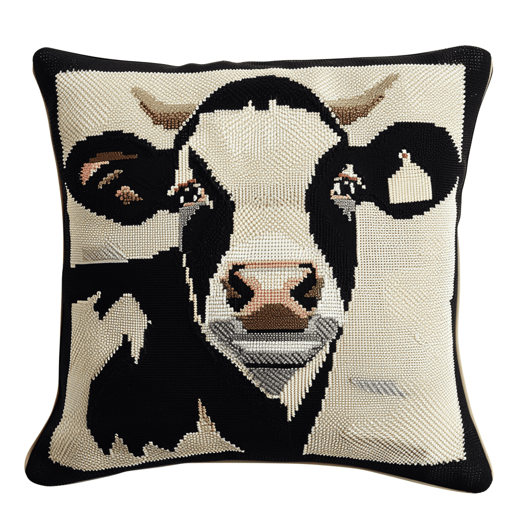 Tulip Flowers Cross Stitch Pillow Kit – 18x18 Inch Stamped Embroidery Cushion Cover For Beginners