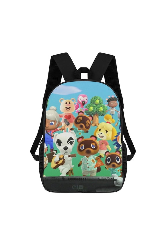 Animal Crossing Backpack 17 Inch Bookbag Casual Daypack Travel Backpacks for Work Hiking Camping