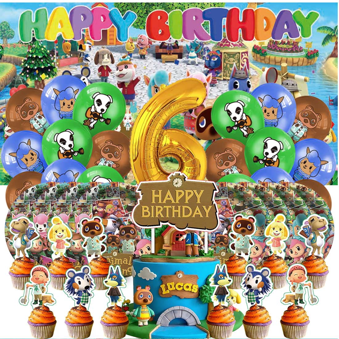 Animal Crossing Balloons Party Supplies 6th Decor Tableware Birthday ...