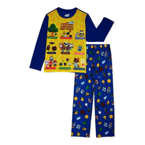 Animal Crossing Boys Long Sleeve Top & Long Pants 2-Piece Pajama Set, Sizes 4-12