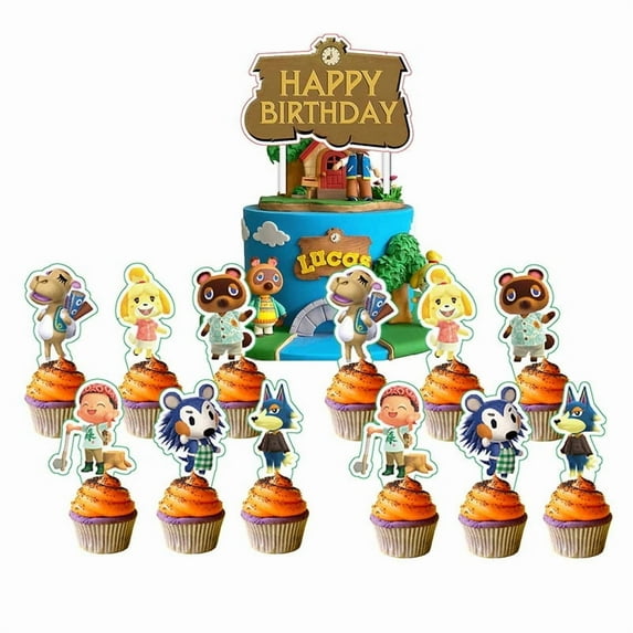 Animal Crossing Cake Topper Cupcake Set Party Supplies Decoration Birthday Decor Kit