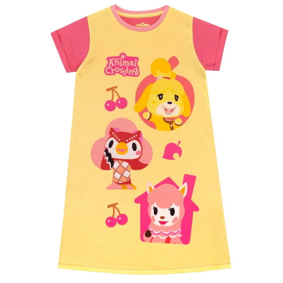 Animal Crossing Girls Nightdress Yellow Sizes 4-14