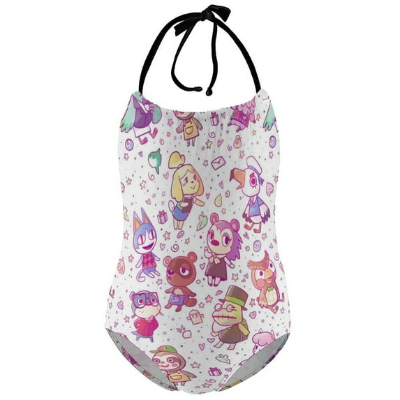 Animal Crossing Girls One Piece Swimsuits Quick Dry Bathing Suit Swimwear Swimming Suit 12-14Y(170cm)