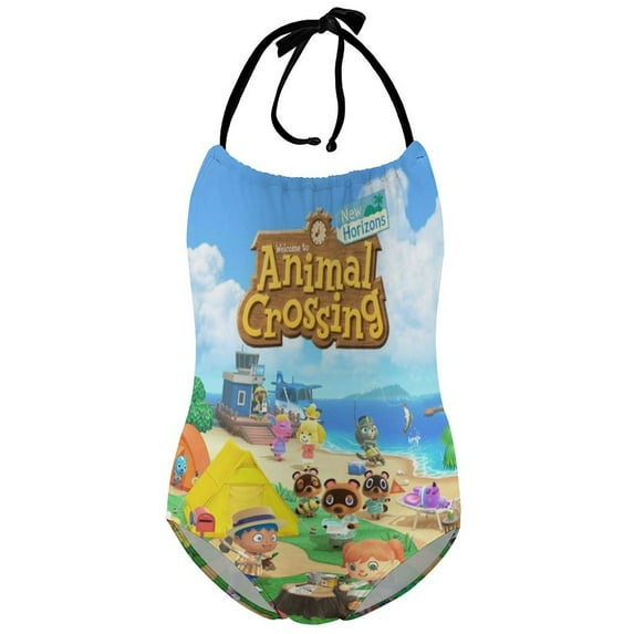 Animal Crossing Girls One Piece Swimsuits Quick Dry Bathing Suit Swimwear Swimming Suit 6-7Y(110cm)