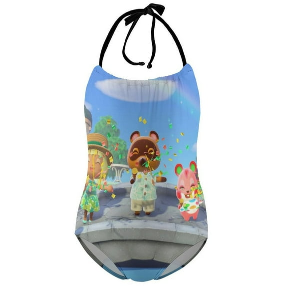 Animal Crossing Girls One Piece Swimsuits Quick Dry Bathing Suit Swimwear Swimming Suit 7-9Y(120cm)