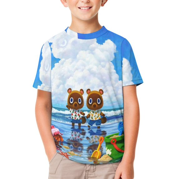 Animal Crossing Kid's T-Shirt Short Sleeve T-Shirt Tops Summer Tee Shirt for Boys Girls 150CM