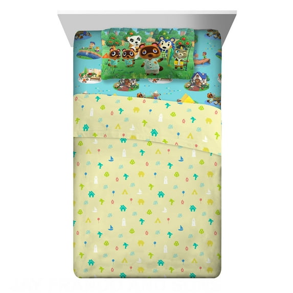 Animal Crossing Kids Full Sheet Set, Kids Gaming, Yellow and Blue, Nintendo