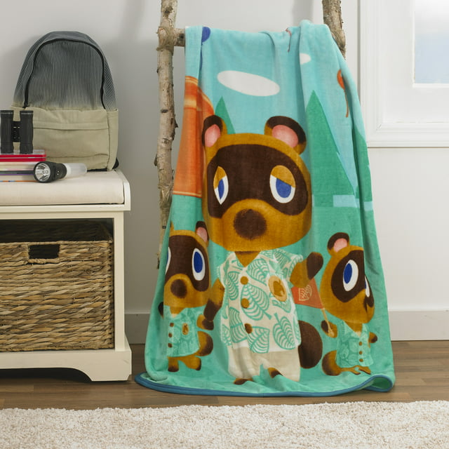 Animal Crossing Kids Silky Soft Plush Throw Blanket, 40 x 50, Gaming Bedding, Green