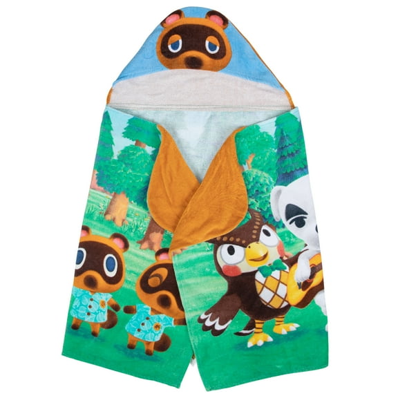 Animal Crossing Kids Tom Nook Hooded Towel, Cotton, Green, Nintendo