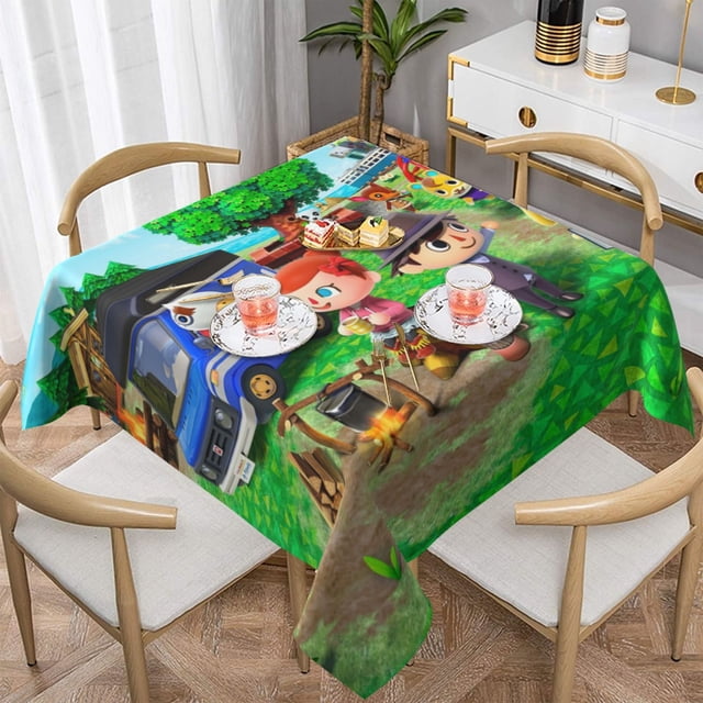 Animal Crossing New Horizons 100% Polyester Fiber Square Tablecloth Anti Pilling Tablecloth Decoration 60"X60"