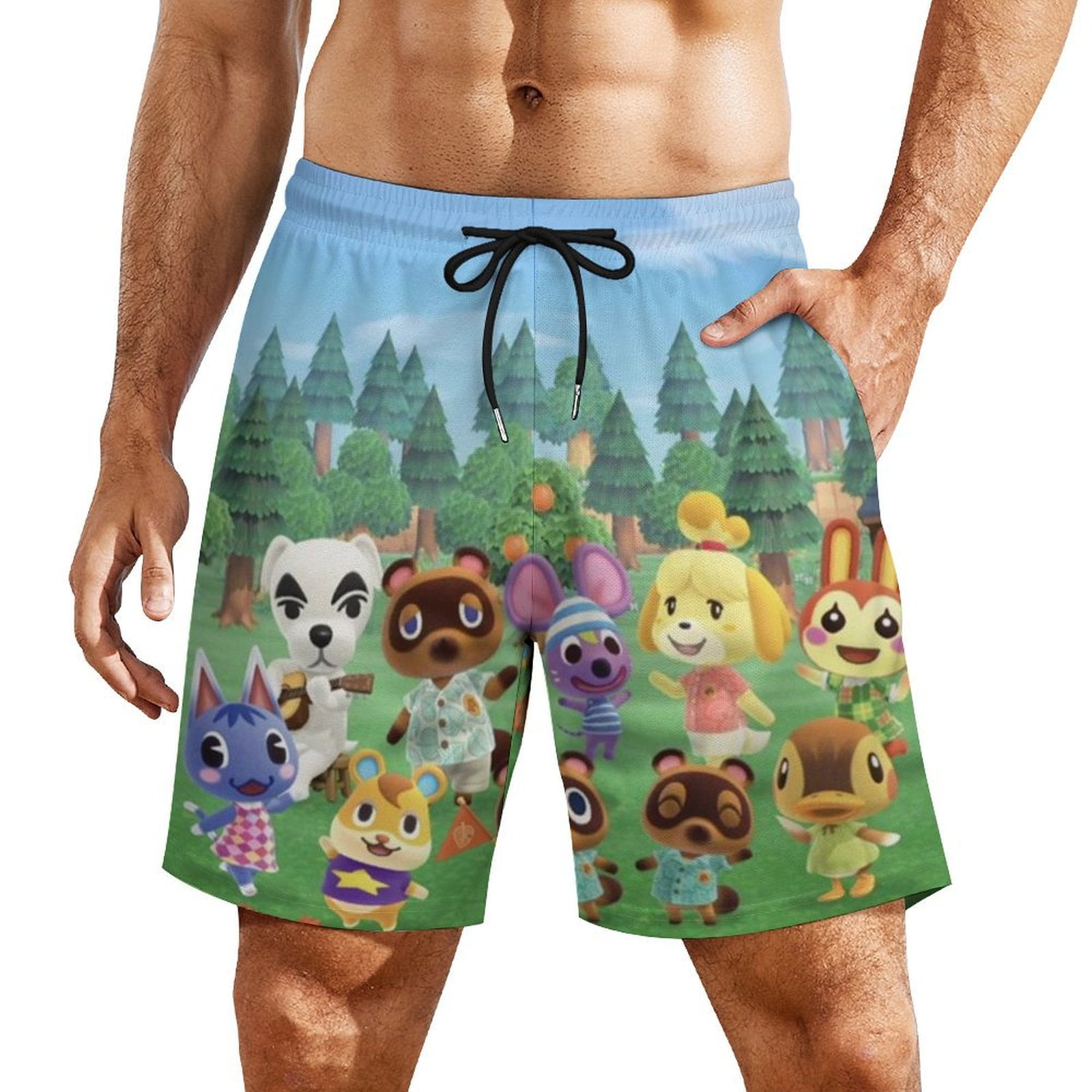 Animal Crossing New Horizons Mens Board Shorts Summer Swim Trunks Quick