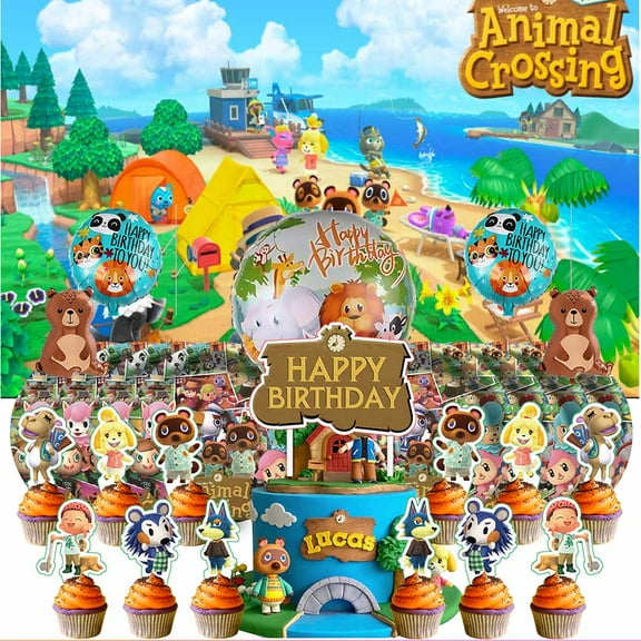 Animal Crossing Party Supplies Decor Tableware Backdrop Banner Cake Topper Balloons Birthday Decorations