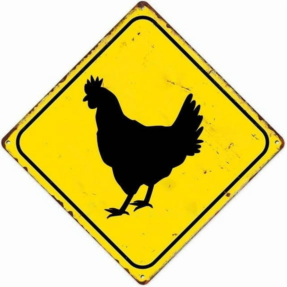 Animal Crossing Sign Chicken Crossing Sign For Home Office Bar Indoor Outdoor Wall Decor Yard Sign Square Sign 12" X 12"