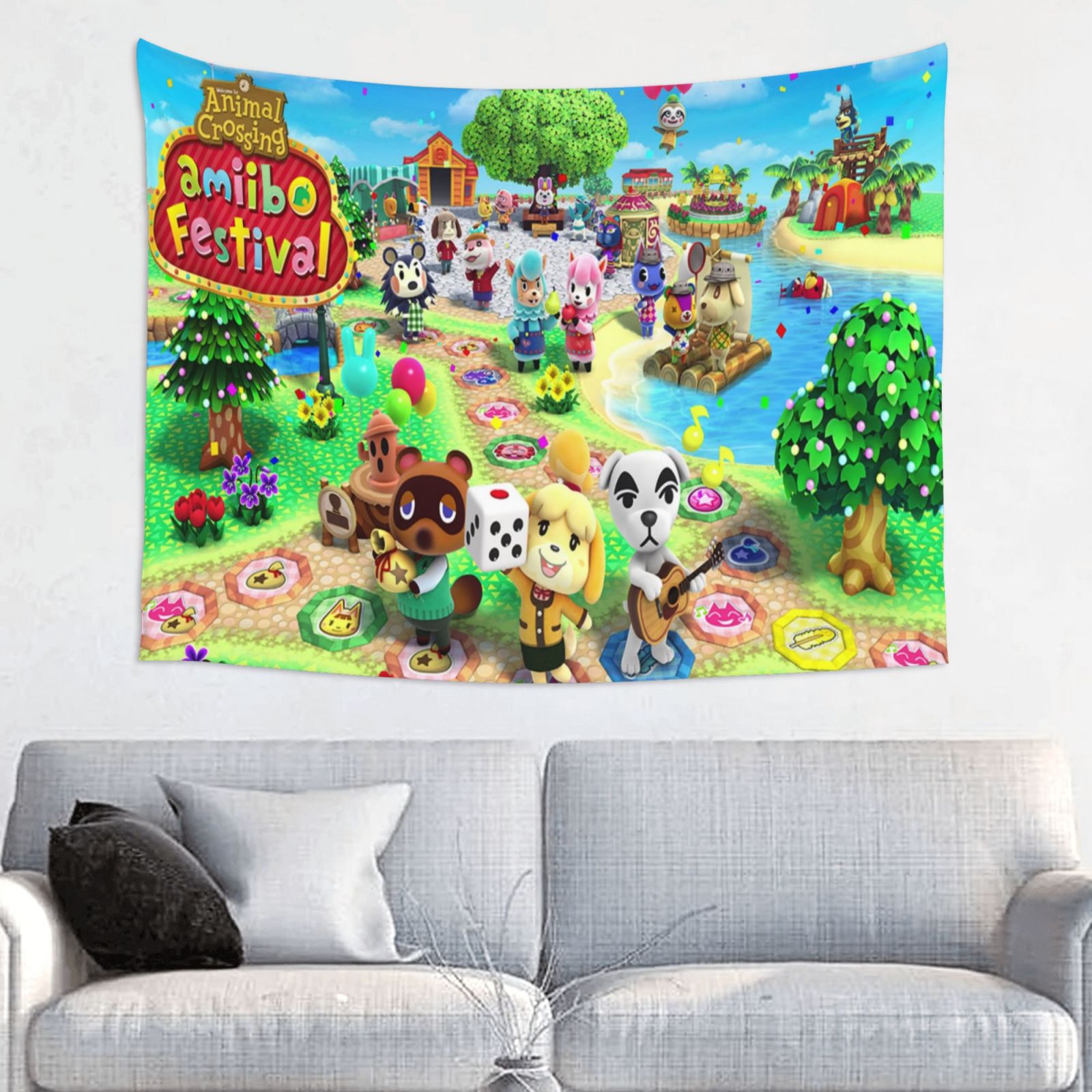 Animal Crossing Wall Tapestry Anime Poster For Bedroom Aesthetics Funny Room Decor Flag Wall