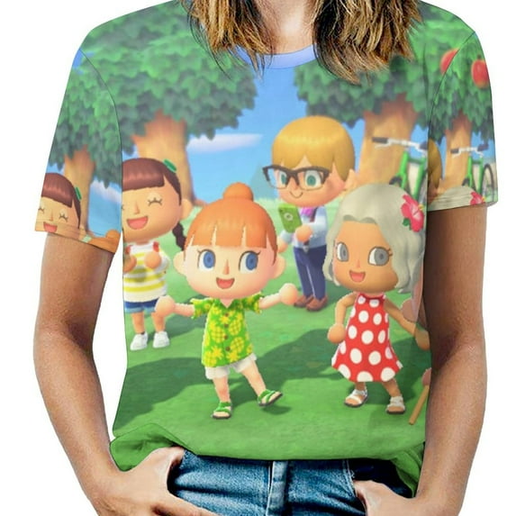 Animal Crossing Womens T-shirts Crewneck Shirts Blouse Short Sleeve Tee Shirts Girls Tops 2XL