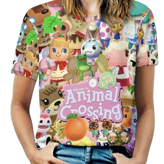 Animal Crossing Womens T-shirts Crewneck Shirts Blouse Short Sleeve Tee Shirts Girls Tops M