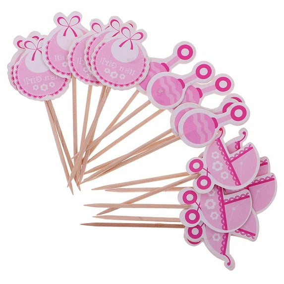 Animal Cupcake Toppers Picks baby Shower Birthday Party Set , It'a , Size It' Girl