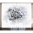 thumbnail image 1 of Ambesonne Animal Curtains 2 Panel Set, White Tiger Portrait, 108" x 63", Black Grey White, 1 of 3