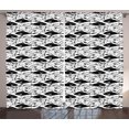thumbnail image 1 of Ambesonne Animal Curtains 2 Panel Set, Dotted Fish Retro Fauna, 108" x 108", Grey White, 1 of 3