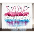 thumbnail image 1 of Ambesonne Animal Curtains 2 Panel Set, Flamingo and Bird, 108" x 84", Pink Blue Purple, 1 of 3
