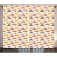 thumbnail image 1 of Animal Curtains 2 Panels Set, Funny Doodle Lions and Dinosaurs Riding Cars Colorful Kids Cartoon Illustration, Window Drapes for Living Room Bedroom, 108W X 63L Inches, Multicolor, by Ambesonne, 1 of 3