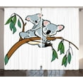 thumbnail image 1 of Ambesonne Animal Curtains 2 Panel Set, Koala Eucalyptus, 108" x 90", Brown Grey, 1 of 3
