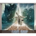 thumbnail image 1 of Ambesonne Animal Curtains 2 Panel Set, Turtle Dives in Ocean, 108" x 63", Multicolor, 1 of 3