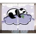 thumbnail image 1 of Ambesonne Animal Curtains 2 Panel Set, Sleeping Panda on Cloud, 108" x 90", Lilac Black, 1 of 3