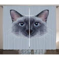 thumbnail image 1 of Ambesonne Animal Curtains 2 Panel Set, Siamese Cat Portrait, 108" x 108", White Sky Blue and Grey, 1 of 3