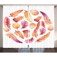 thumbnail image 1 of Animal Curtains 2 Panels Set, Watercolor Style Effect Hand Drawn Feathers on White Background Print, Window Drapes for Living Room Bedroom, 108W X 84L Inches, Orange and Dark Coral, by Ambesonne, 1 of 2