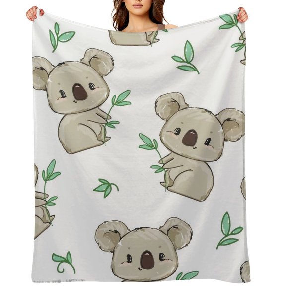Animal Cute Koala Printed Throw Blanket,Kids Adults Soft Lightweight Flannel Fleece Blanket for Couch Sofa Bed Living Room 40"×50"